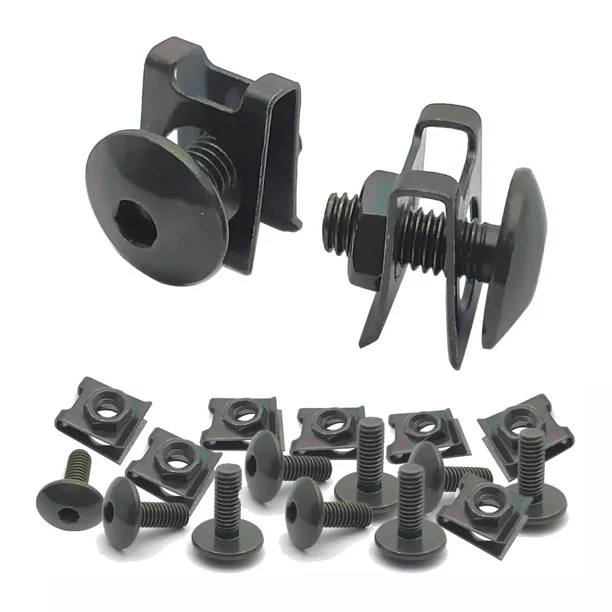 Desde China Juego de 10 tornillos y pernos de plástico for motocicleta, scooter, ATV, ciclomotor y clip tipo U con tuerca M6 de 6 mm, M6 x 16