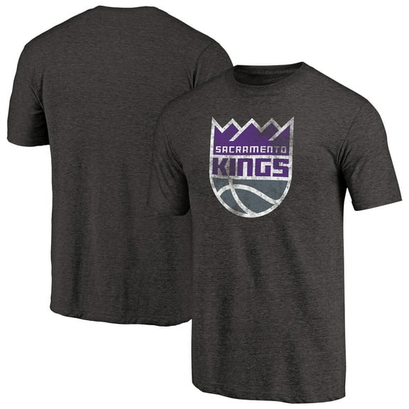 Men's Black Sacramento Kings Distressed Logo Tri-Blend T-Shirt