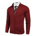 thumbnail image 5 of COOFANDY Men's Full Zip Cardigan Sweater Slim Fit Cable Knitted Zip Up Sweater with Pockets, 5 of 8