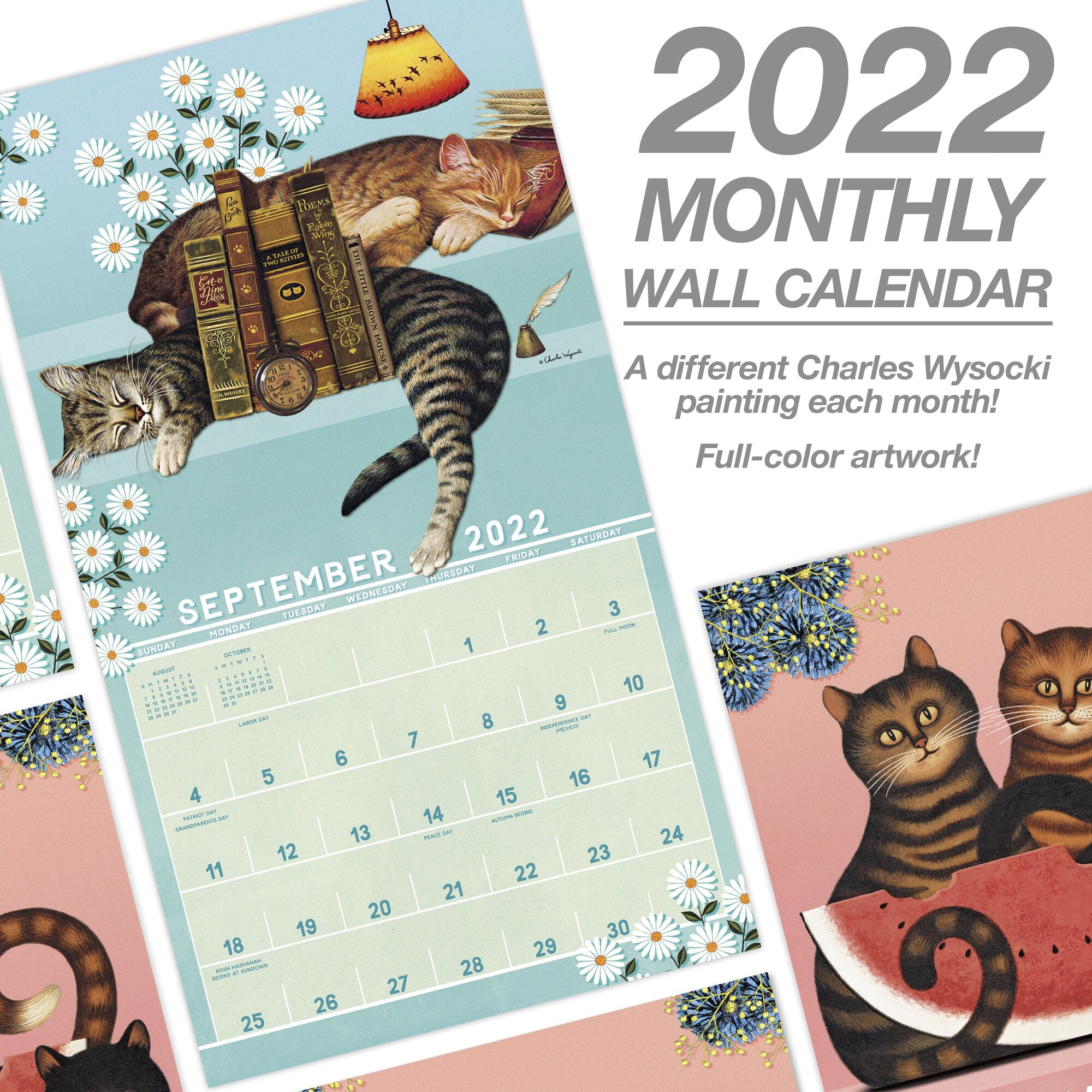 Charles Wysocki Cat Tales 2022 Monthly Wall Calendar 13 12 X 12 - Wall Calendars - Walmart.com