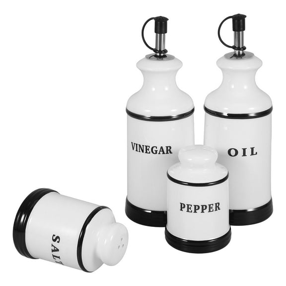 Masteelf 4pcs Vinegar Dispenser Oil Pot Ceramic Kitchen Shakers Creative Spice Container for Restaurant Kitchen Use