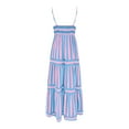 thumbnail image 6 of Women Summer Striped Maxi Dress Spaghetti Strap Cutout Ruffle Long Dress Flowy Swing Beach Vocation Dress, 6 of 7