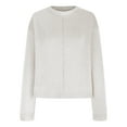 thumbnail image 7 of Htigea Womens Pullover Sweaters Solid Casual Loose Fit Knitwear Fall Winter Long Sleeve Pullover Tops White S, 7 of 7