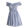 thumbnail image 5 of YuXingFu Spring Dresses for Women Mid-Length Crew Neck Plus Size Womens Dress Short Sleeve A Line Casual Summer Blue S, 5 of 9