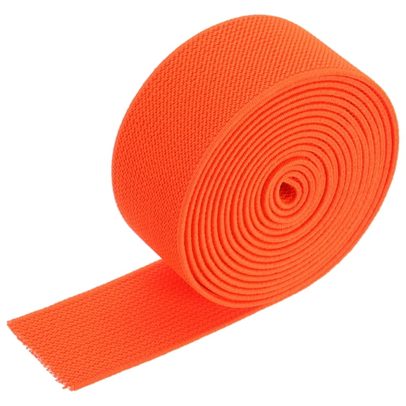 Uxcell Twill Elastic Band Double Side 1 Roll Flat Elastic Ribbon Cord for Sewing Waistband Fluorescent Orange 1.2 Inch x 2.2 Yard