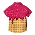 thumbnail image 4 of ITSAME Boys Button Up Shirts School Uniform Fashion Print Short Sleeve Kids Loose Casual Shirts Red Size 10-11, 4 of 8