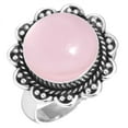 thumbnail image 1 of 925 Silver Ring For Women - Teens Pink Rose Quartz Stone Silver Ring Size 11.5 January Birthstone Simple Silver Ring Size 11.5 Gift For Women On Valentine's Day 925 Gemstone Silver Jewelry, 1 of 5