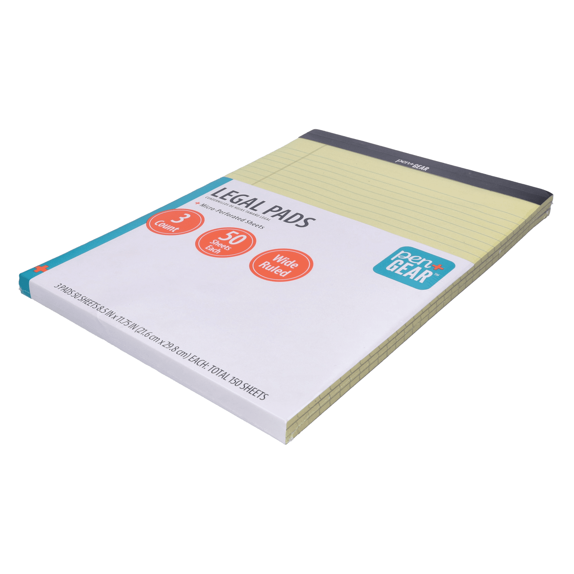 Pen + Gear Legal Pads, Canary Paper, 50 Sheets, 3 Count per Pack