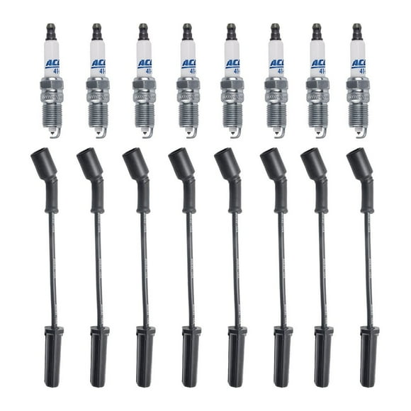 8 OEM Double Platinum Spark Plugs 41-962 + 8 Herlux Spark Plug Wires WGM48GG For LS2 LS3 LS4 LS7 Engines Used with COILS STAMPED 19005218-(ROUND DELPHI COIL)