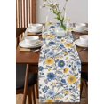 thumbnail image 4 of Ldtrchee Yellow Blue Flower Table Runner 90 Inches, Vintage Botanical Tree Leaf Branch Bed Runner Dresser Scarves Tabletop for Indoor Outdoor Parties/Ceremony/Banquet, 13" x 90", 4 of 8