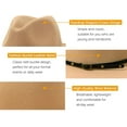 thumbnail image 2 of Women Vintage Style Wide Brim Wool Fedora Panama Hat with Belt Buckle, 2 of 5