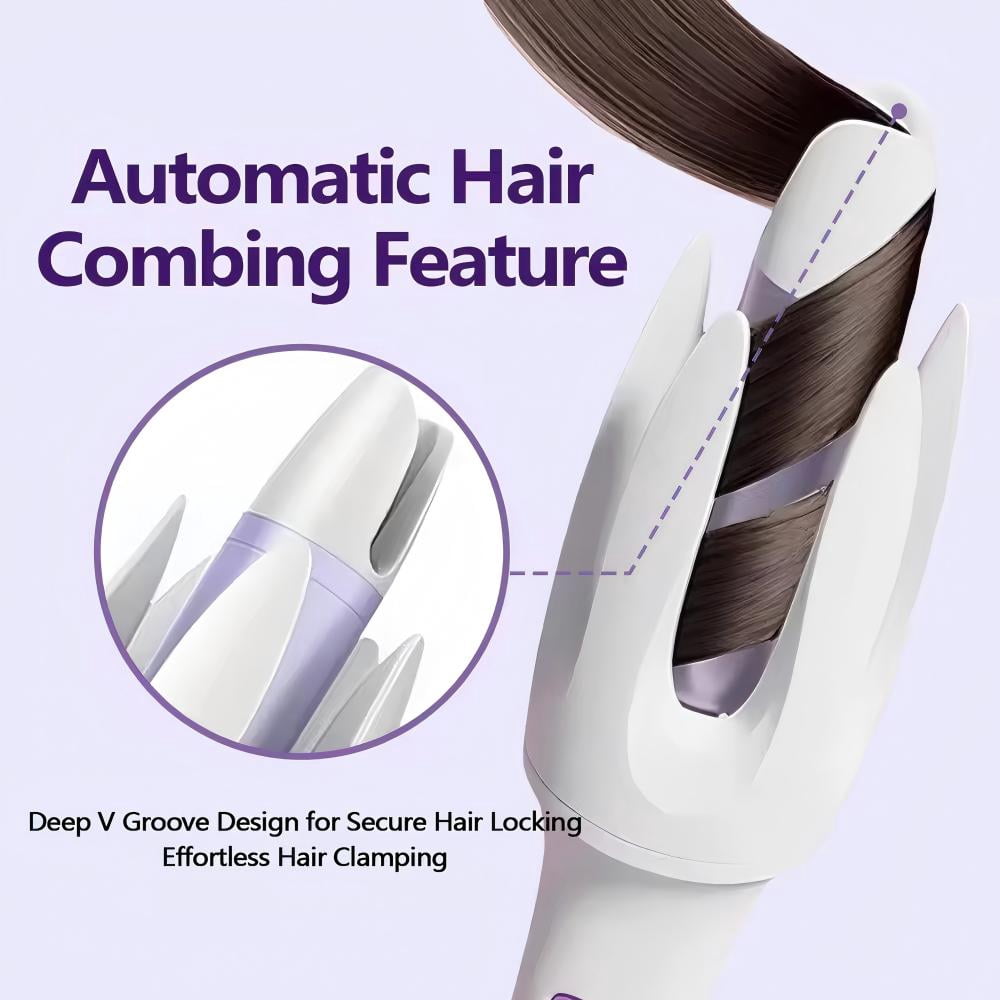 Automatic Curling Iron, Negative Ion Hair Curling Wands with 3 Temperature & Automatic Shut-Off & 30s Fast Heating, Portable Anti-Tangle Rotating Curling Iron for Hair Styling for Home Travel (US)
