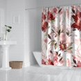 thumbnail image 3 of Ensemble de Rideaux de Douche avec Fermeture à Pression, Fleurs Rouges et Grises (2) Rideaux de Douche Imperméables, Simple Rideau de Salle de Bain en Polyester, 72x72 Pouces, 3 of 4