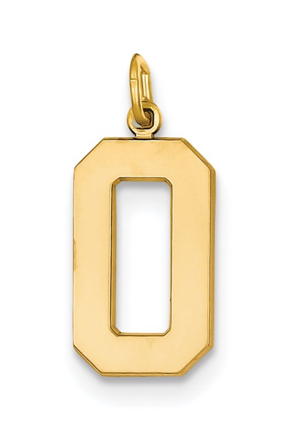 14ky Casted Large Polished Number 0 Charm