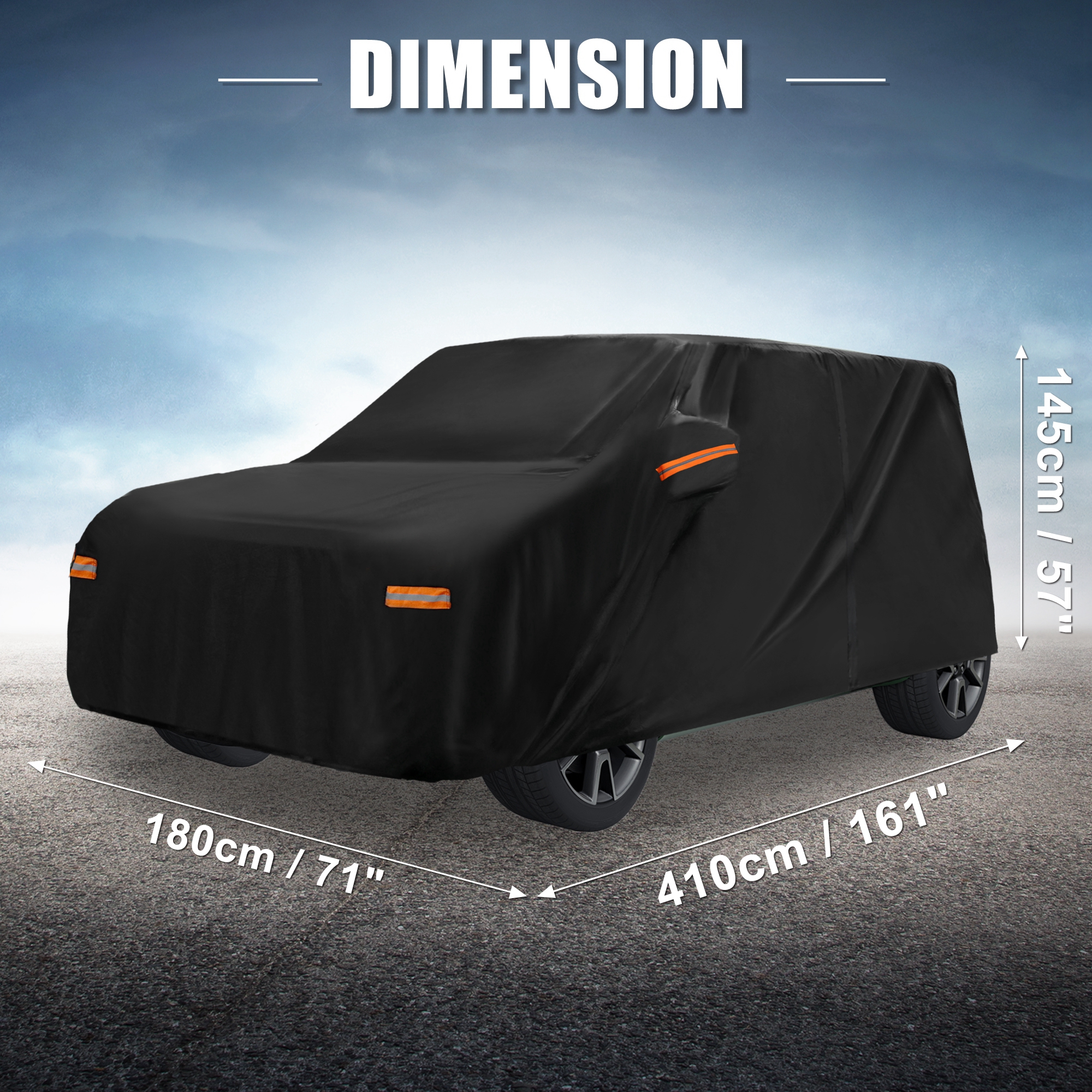 Unique Bargains Car Cover 210D-PU Oxford Outdoor Full Car Cover Waterproof Windproof Black for Kia Soul 2009-2024