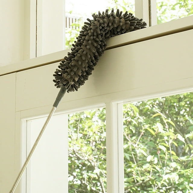 COM1950s Extendable Duster,Telescoping Microfiber Cleaning Tool for Ceiling Fans and Blinds,Multi-Surface Dust Mop and Glass Brush for Tile,Window,and Household Surfaces