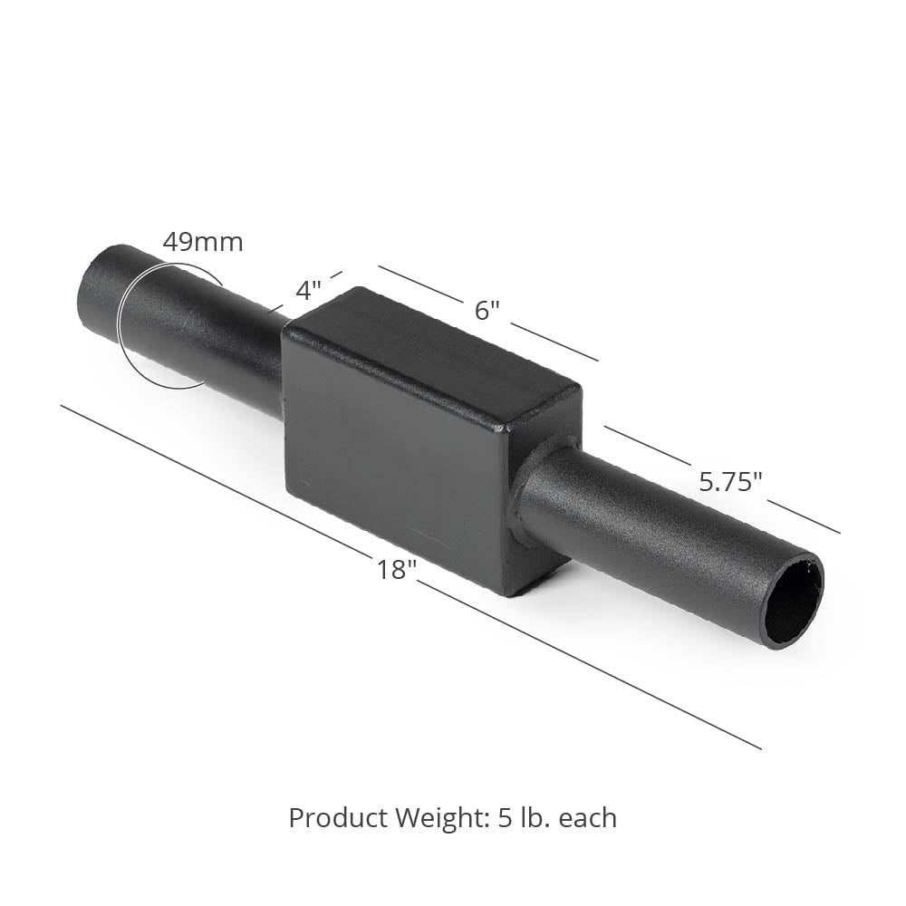 Titan Fitness 18" Beam Pinch Block Dumbbell Handles, Block Weights Sold as a Pair, 5 LB Each, Fits Olympic Plates, For Grip and Pinch Strength Training, Home Gym Dumbbell Movements