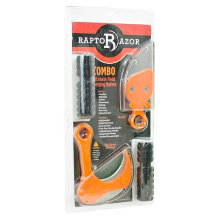 Raptorazor Orange Injection Molded Ultimate Field Dressing Knives Combo (Best Field Dressing Knife 2019)