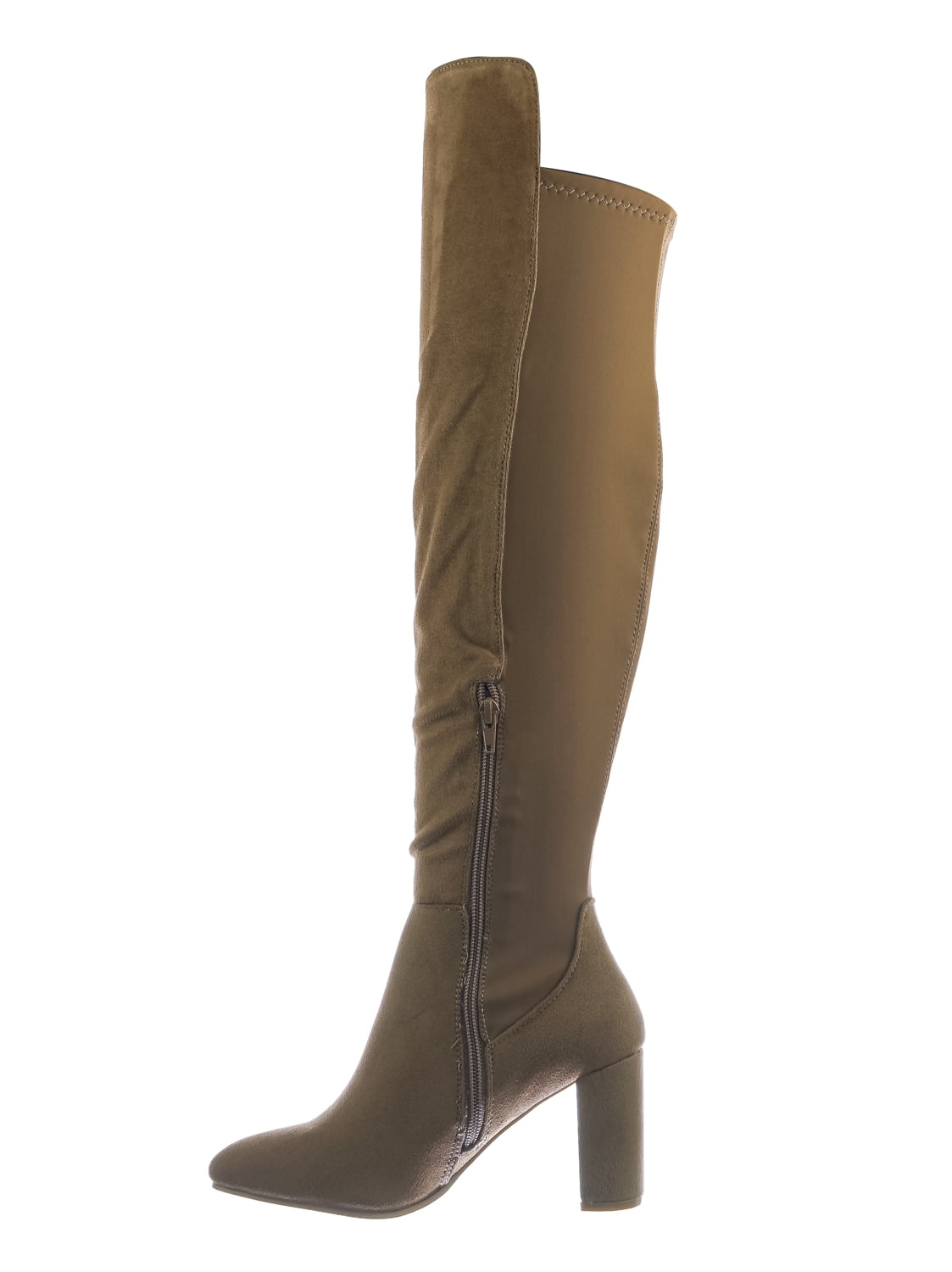 Blake05 Block Heel Knee High Boots Women Elastic Thigh High Foldable 