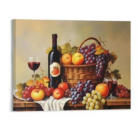 Creowell Mixed Fruits Canvas Wall Art Picture 20x16in for Living Room Bedroom Ready to Hang 20x16in
