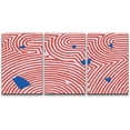 thumbnail image 3 of PixonSign Canvas Print Wall Art Set Geometric Red Spirals & Blue Flakes Abstract Shapes Illustrations Modern Art Chic Colorful Multicolor Neon for Living Room, Bedroom, Office - 16"x24"x3, 3 of 5