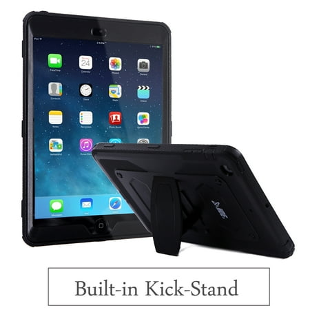 Ipad 2 Case Cover - HDE iPad Mini 1 / 2 / 3 Case Shockproof Rugged Cover Full Body Protective Shell with Kickstand Built-in Screen Protector (Black)