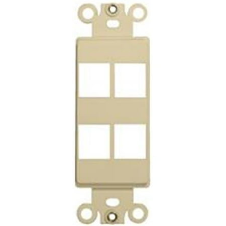 - Decorator Wallplate For Keystone Jacks And Modular Inserts Four Ports Ivory