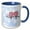Blue/White, variant on 3drose, Cute Sketch of Two Turtle Doves with Pink Hearts over a Blue Sky, 15oz Two-tone Blue Mug