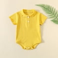 thumbnail image 2 of WRKEKC Baby Romper Short Sleeve Solid Color Collar Snap Closure Bodysuit Summer Jumpsuit 3-24 Months, 2 of 8
