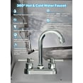 thumbnail image 4 of Bathroom Sink Faucet 4inch 2 Handles Centerset Suit for 2 or 3 Mounting Holes, for Bathroom Vanity Lavatory RV Hot and Cold Mixer Tap, Chrome, 4 of 11