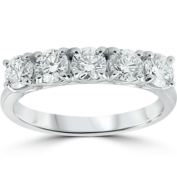 Pompeii 1 1/4 ct 5-Stone Diamond Trellis Anniversary Ring 14k White Gold (I/J,I1-I2)