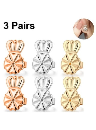 8 Pieces Earring Backs for Droopy Ears Large Earring Backs for Studs  Replacement Secure Earring Lifters for Heavy Earring (Gold,9 mm)