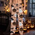 thumbnail image 2 of SJLDQY Mens Halloween Pajamas Pants Wide Leg Pjs Trousers for Men Hallowmas Pumpkin Ghost Elastic Waist Homewear Loungewear With Pocket, 2 of 6