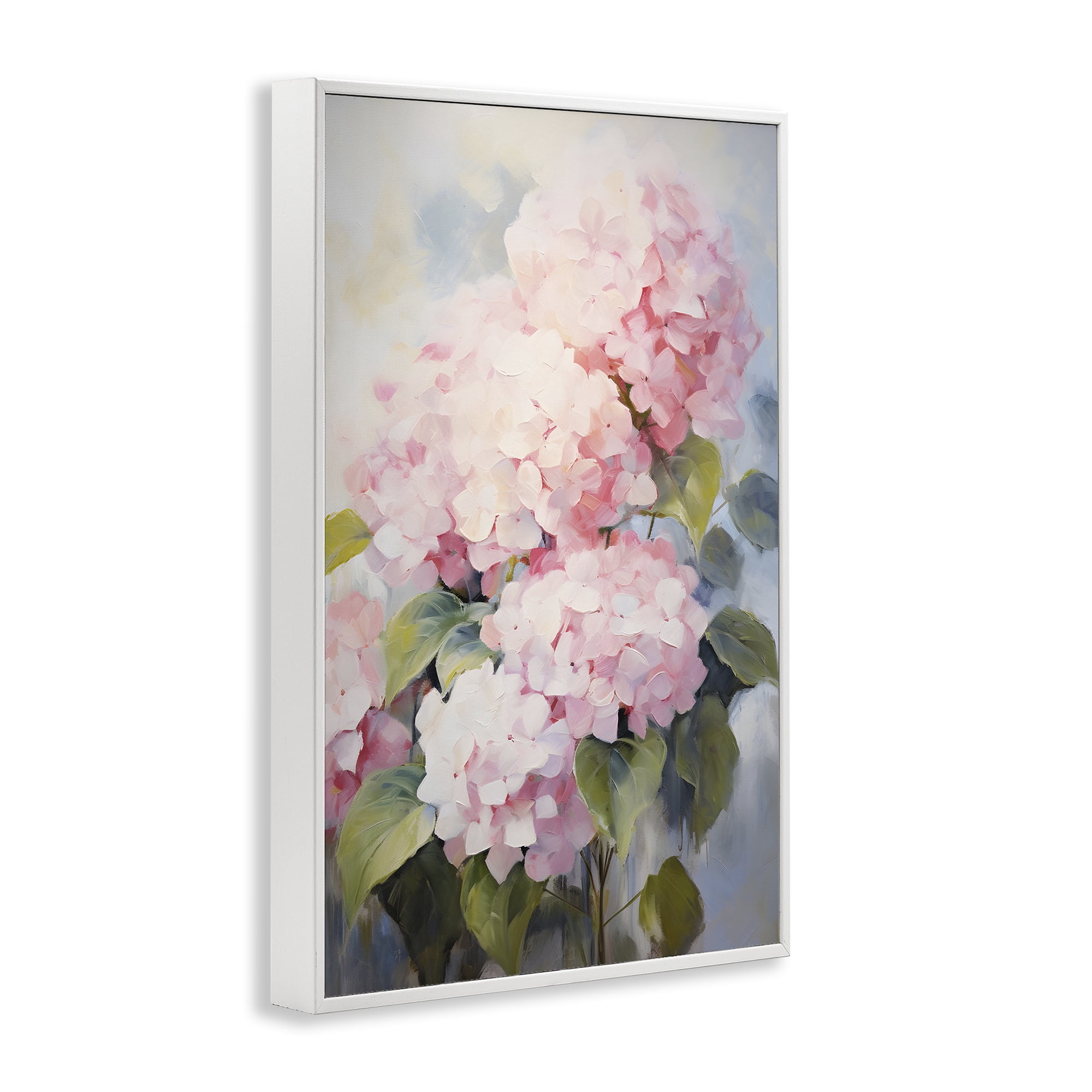 Stupell Industries Pale Pink Hydrangea Botanical & Floral Painting White Framed Art Print Wall Art, 20 x 30