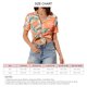thumbnail image 3 of Camisa de manga corta con cuello vuelto para mujer, blusa informal elegante con botones y estampado Floral para fiesta en la playa, 3 of 5