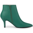 thumbnail image 3 of BLISSFUL STEP Women's Pointed Toe Zipper Stiletto Heels Ankle Boots Green 5.5, 3 of 8