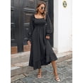 thumbnail image 7 of Purcoar Women's Shirred Ruffle Long Sleeve Dress Square Neck Flowy Dresses, 7 of 7