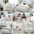thumbnail image 5 of Stripes Bedding Duvet Cover Set Twin Size 4 Pieces Modern Art Sage Green Soft Twill Plush Quilt Cover, Include 1 Duvet Cover 1 Flat Sheet And 2 Pillow, 5 of 7