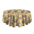 thumbnail image 5 of Yellow Highland Cow Flower Pattern Round Tablecloth 60"x60",Wrinkle Wipeable Table Cloth for Kitchen Dining Room Picnic Patio Party, 5 of 6