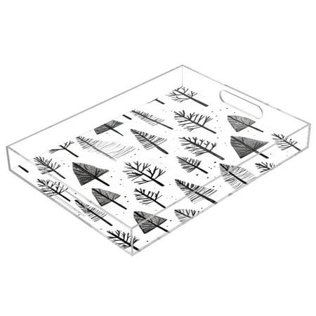 

Acrylic Tray 15.7*11.8*1.9 Inch Transparent Tray Food Tray Tea Cup Tray Serving Trays Cosmetics Storage Kitchen Table Bathroom Sundry Storage Cartoon Black Pretty Little Tree