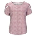 thumbnail image 6 of HAiming Women's Summer Tops Casual Floral Print Lace Crochet Short Sleeve Shirts Loose Crewneck Pullover Tunic Blouse, 6 of 9