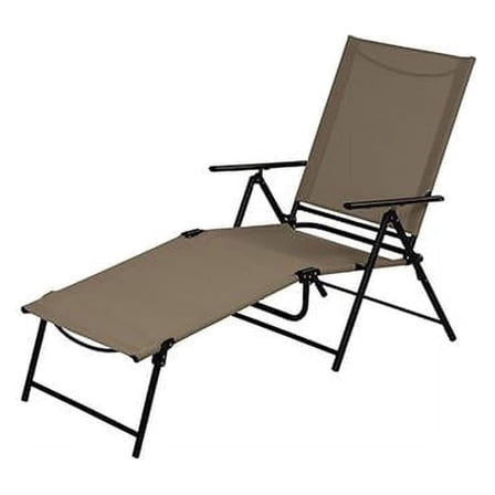 8029462 Black Steel Frame Sling Lounge Chair for Outdoor Patio and Deck