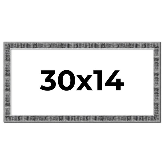 30x14 Frame Silver Black Rustic Sonoma Solid Wood Picture Frame | 1.5 Inch Moulding Width |