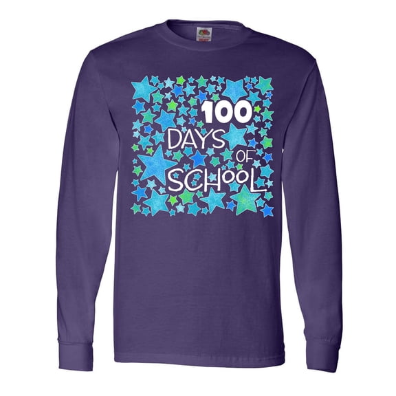 Inktastic 100 Days of School Stars in Blue Long Sleeve T-Shirt