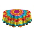thumbnail image 5 of Colorful Tie Dye Mandala Pattern Round Tablecloth 60"x60",Wrinkle Wipeable Table Cloth for Kitchen Dining Room Picnic Patio Party, 5 of 6