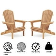 thumbnail image 4 of Gewnee Folding Wood Adirondack Chairs Set of 2, Outdoor Patio Chairs,Brown, 4 of 8
