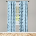 thumbnail image 2 of Ambesonne Minimalist Modern Art Curtains, Flowers Retro, Pair of 28"x95", Soft Blue Dark Sky Blue, 2 of 4