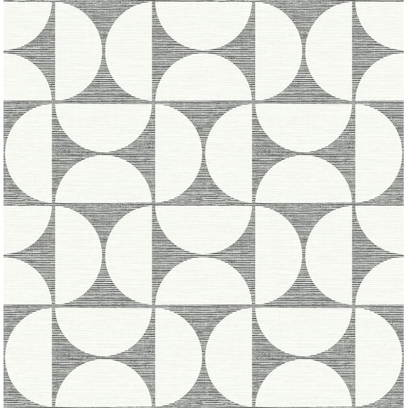 Brewster Deedee Black Geometric Faux Grasscloth Unpasted Non Woven Wallpaper, 20.5-in by 33-ft, 56.4 sq. ft.