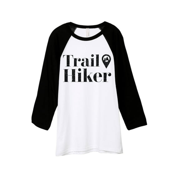 Trail Hiker Unisex 3/4 Sleeves Baseball Raglan T-Shirt Tee White Black X-Small