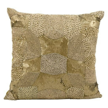 Nourison Luminescence Antique Beading Decorative Pillow, Antique Gold, 18